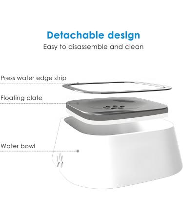 Dog Water Bowl No Spill Splash Free Pet Floating Water Bowl Vehicle Water 1L Large Capacity Slow Drinking Water Dispenser Carried Water Bowl Portable Travel Water Bowl for Dog Cat Puppy Pets (Grey) - Buy Online on SooperMarket.com