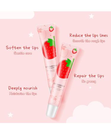 Lip Sleeping Mask Strawberry Lip Balm Overnight Lip Masks Skincare Lip Oils Moisturizing Lip Balm Stick Lip Plumper Lip Moisturiser for Dry Chapped Peeling Cracked Lips Fades Lip Lines - Buy Online on SooperMarket.com