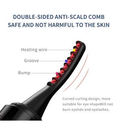 Dranng Heated Eyelash Curlers Electric Lash Curler with Comb | Double-Sided Anti-Scald Portable Lash Curler 4 Adjustable Temperature Levels Eye Makeup Tools for Natural 24hr Curl Black - Buy Online on SooperMarket.com