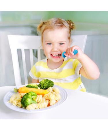 PandaEar 4 Set Baby Toddler Silicone Stainless Steel Utensils Silverware Spoon Fork - BPA Free, Anti-Choke Design (Blue&Grey) - Buy Online on SooperMarket.com