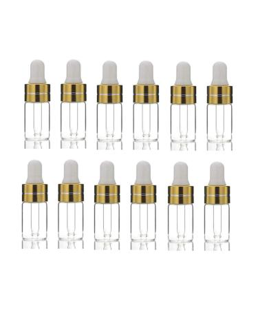 12PCS 3ml Empty Refill Mini Clear Glass Essential Oil Dropper Bottle Jars Sample Packing Vials with White Rubber Cap Cosmetic Perfume Sample Liquid Storage Holder Container Makepup Beauty Tool 12 Count (Pack of 1) White