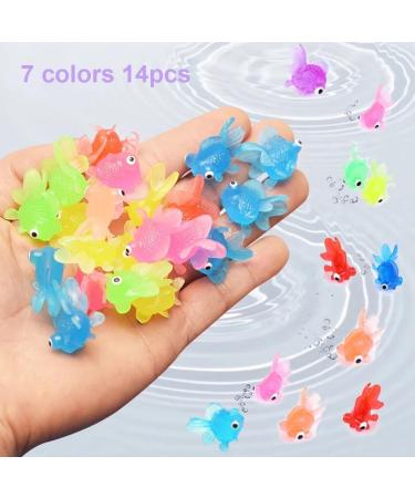 Zlxft 14pcs Neon Artificial Fish - Soft Rubber Aquarium Decor & Cat Toys | Realistic Floating Goldfish Ornaments for Aquariums - Buy Online on SooperMarket.com