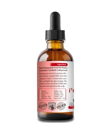 Bella Terra Oils Pomegranate Seed Oil - 4oz, 100% Pure, Cold-Pressed, Unrefined, Organic - for Hair, Skin, Nails, Stretch Marks. Rich in Antioxidants and Essential Fatty Acids, Deeply Hydrating Natural Moisturizer - Buy Online on SooperMarket.com