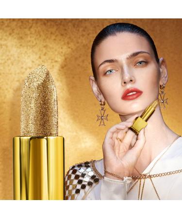 Shimmery Metallic Glitter Lipstick - Gold Bar Design | Long Lasting & Waterproof Lip Makeup 3.5g - Buy Online on SooperMarket.com