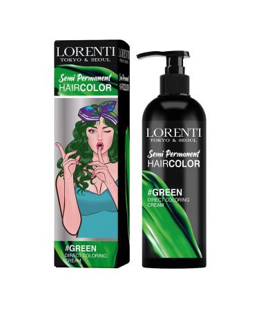 Lorenti Semi Permanent Direct Coloring Cream | Long Lasting Hair Colour Result | Green 250ml