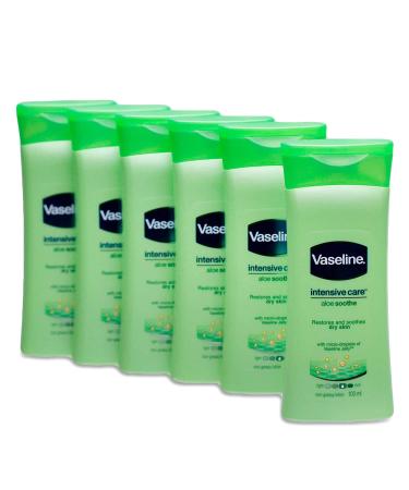Vaseline Non Greasy Intensive Care Body Lotion Aloe Soothe 6 Travel Packs x 3.4 Fl.Oz / 100 ML (Flight Friendly Size)