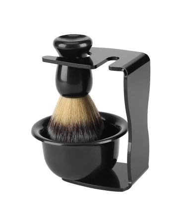 Premium 3-in-1 Shaving Brush and Bowl Set for Men | Badger Hair Brush Shaving Bowl & Holder | Perfect Shaving Kit in Black - Buy Online on SooperMarket.com