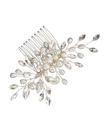 Beavorty Wedding Hair Comb Bridal Headwear Wig White Crystal Decorative Hair Comb