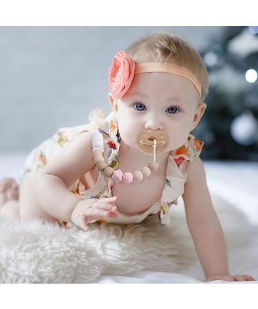 Pacifier Clip for Baby Boys Girls | Neutral Binky Holder 2 Pack (Beige Pink) | Perfect Baby Gift - Buy Online on SooperMarket.com