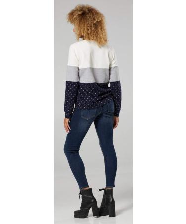 HAPPY MAMA Maternity Nursing Cotton Sweatshirt Zip Front 1285 - Ecru & Grey Melange - Buy Online on SooperMarket.com