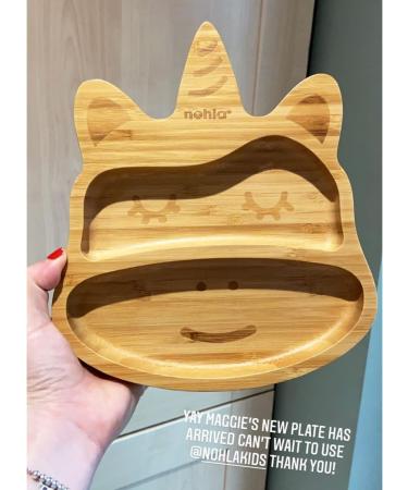 Nohla Luna The Unicorn Bamboo Baby Weaning Suction Plate - Spill-Proof 100% Bamboo & FDA Silicone - Pink - Ideal from 6 Months - Buy Online on SooperMarket.com