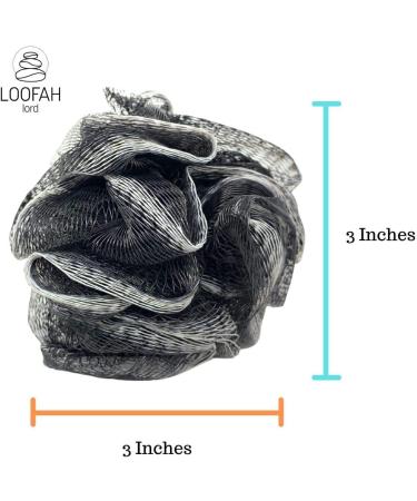 12-Pack Bamboo Charcoal Black Bath Loofah Shower Sponge Poufs - Wholesale Bulk Lot - Buy Online on SooperMarket.com
