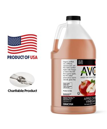 AVO Organic Non-GMO Apple Cider Vinegar with the Mother - 64 FL Oz | Raw, Unfiltered, Unpasteurized, All Natural Ingredients - Buy Online on SooperMarket.com