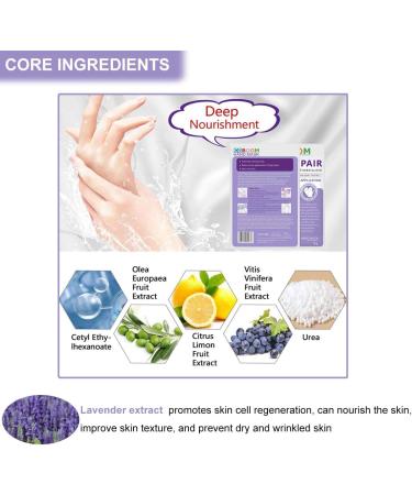 Lavender Hand Moisturizing Gloves - 3 Pairs | Hydrating and Anti-aging Hand Mask for Dry, Cracked Skin - Buy Online on SooperMarket.com