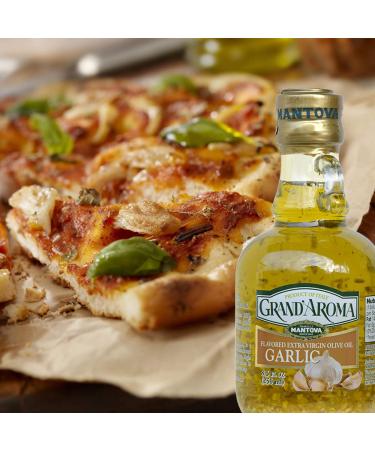 Mantova GrandAroma Garlic Flavored Extra Virgin Olive Oil - 100% Natural, Heart-Healthy Italian Cooking Oil for Salad, Pasta, Garlic Bread, Meats - 8.5 oz (Pack of 2) - Buy Online on SooperMarket.com