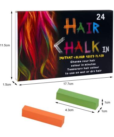 AOOWU 24 Colors Hair Chalk - Temporary, Safe & Washable Hair Dye for Kids | Hair Chalk Pens for Halloween, Christmas & Cosplay Parties - Buy Online on SooperMarket.com