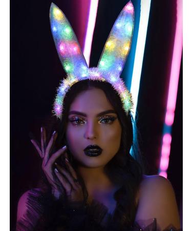 Zoestar Light Up Bunny Headband Led Glow Rabbit Ear Hair Bands Bunny Cosplay Costume Headwear for Women - Buy Online on SooperMarket.com