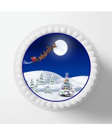 PRECUT 7" Christmas Cake Topper Christmas Snow Scene Edible Christmas Cake Decorations Santa Cake Toppers Xmas Cake Decoration Round Christmas Cake - Buy Online on SooperMarket.com