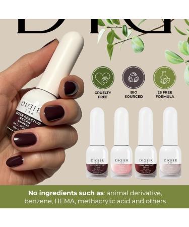 DIDIER LAB Green Reactive - Bordeux - Vegan Nail Varnish - Long Lasting Nail Polish - Hema Free - Cruelty Free - 25 Free Formula - Non Toxic Nail Polish - Maroon Nail Polish - 10ml - Buy Online on SooperMarket.com