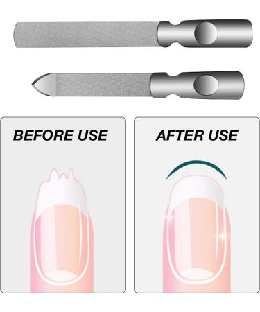 RTRTGS Set of 2 Nail File Set Stainless Steel Professional Nail Files Metal Double-Sided with Non-Slip Handle Leather Bag Fine / Coarse Nail File for Manicure - Buy Online on SooperMarket.com