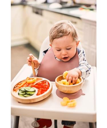 ShipShape Bamboo Baby Weaning Set | Suction Plates & Bowls, Spoons, Bib | Free eBook | Toddler Feeding Set in Turkish Rose - Buy Online on SooperMarket.com