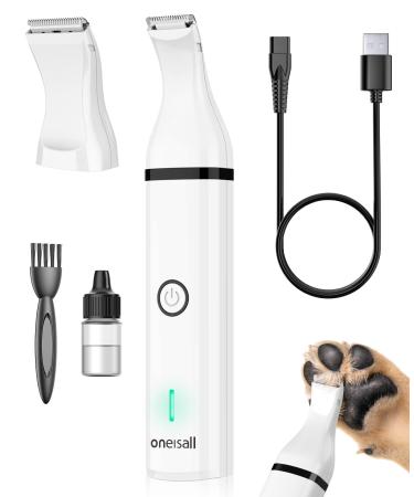 oneisall Dog Paw Trimmer Quiet Dog Clippers Paw Shaver for Dogs Cats Paws Eyes Ears Face White