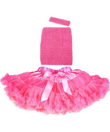 4pcs Crochet Tube Top & Tutu Skirt Set for Baby Girls - Hot Pink - 8x10 and 20x25cm - Buy Online on SooperMarket.com