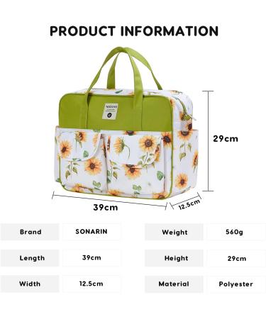 SONARIN Large Capacity Waterproof Baby Changing Tote Bag - Stylish Portable Diaper Bag with Shoulder Strap & Changing Mat, Sunflower Design - Buy Online on SooperMarket.com