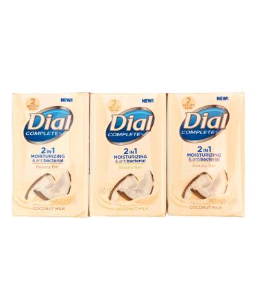 Dial Complete Beauty Bar Soap - 2 in 1 Moisturizing & Antibacterial - Coconut Milk - 2 Count 3.2 OZ Beauty Bars Per Package - Pack of 3 (Packaging may vary) Coconut 3.2 Ounce (Pack of 6)