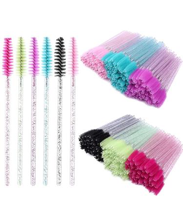Eyelash Wands Disposable Mascara Wands Crystal Eye Brush Mascara Wand Thick Spoolie Eyelash Brush Spoolies for Lashes Extension Eyebrow Makeup 300 Pcs lash brush
