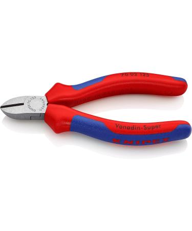 Knipex Diagonal Cutter black atramentized with multi-component grips 125 mm (self-service card/blister) 70 02 125 SB Multi-component Grips Blue/Red 125 mm atramentized on self-service card
