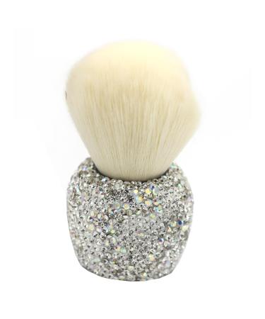 Bling Rhinestone Standing Makeup Brushes Mini Apple Shape Cosmetic Brush Foundation Brush Nail Powder Brush - Multi-functional Design for Everyday Makeup (Silver)