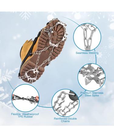 Henoty 19-Spikes Ice Cleats for Hiking Boots - Snow Grips for Women, Men, and Kids | Safe Traction for Hiking, Fishing, Climbing, and Mountaineering - Buy Online on SooperMarket.com
