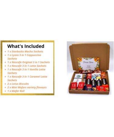 Instant Coffee Gift Box | 6 Variety Coffee Flavours | Mocha Cappuccino Latte Vanilla Caramel 3 in 1 Coffee Fantastic Letterbox gifts for Coffee Lovers| Biscuits Wafers | All Occasion| Birthday - Buy Online on SooperMarket.com