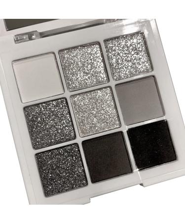 Go Ho Black Grey White Smokey Makeup Eyeshadow Palette 9 Colors Matte & Shimmer Eye Makeup Palette Gray Sliver Eye Shadow Makeup Waterproof Cool Daily Shades Eyeshadow Palette with Prism Mirror Shimmer & Matte 9 Colors S...