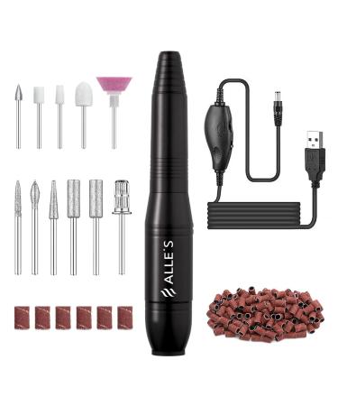 Electric Nail File 20000rpm Nail Drill for Acrylic Nails Gel Portable Manicure Pedicure Nail Drill Kit with Sanding Bands and Nail Drill Bits(Balck) 31 Count (Pack of 1)