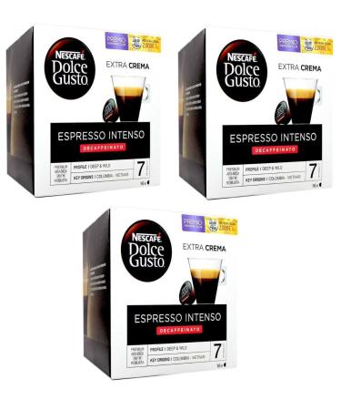 Nescaf Dolce Gusto Espresso Intenso Decaf/Decaffeinated Coffee Pods Pack of 3 (Total 48 Pods)