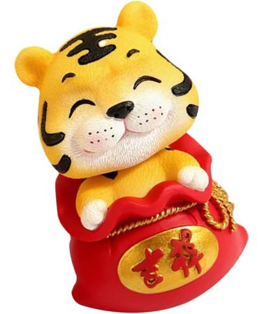 Beavorty 3 pcs year of the tiger bobble head ornament Resin Sculpture interior chinese zodiac lucky figurines good luck tiger car dashboard doll toy figure wild office God of Wealth bubble Red 1x3pcs 6X6X9.5CMx3pcs - Buy Online on SooperMarket.com