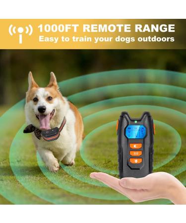 Dog Training Collar with Remote Sound & Vibration Training Modes USB Rechargeable IP67 Waterproof 1000FT Remote Range Remote Anti Bark Collar for Small Medium Large Dogs Orange - Buy Online on SooperMarket.com