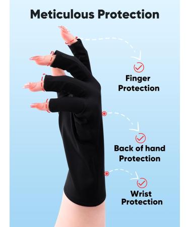 Subay UV Gloves for Gel Nails - Professional UPF50+ Anti-UV Fingerless Gloves in Black - Buy Online on SooperMarket.com