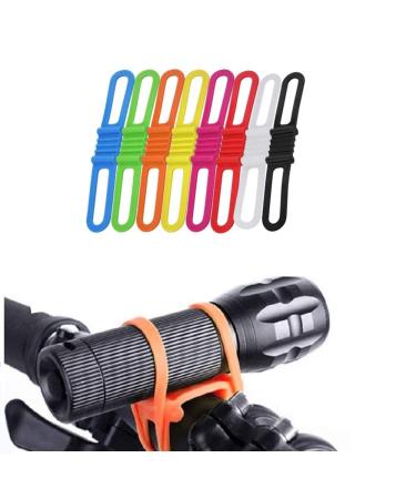 Lytivagen 8 pieces bike silicone band Elastic flashlight bracket Band bandage silicone binder band bicycle owner handlebar holder to hold flashlight bottle cell phone (14 * 2.2 * 1cm)