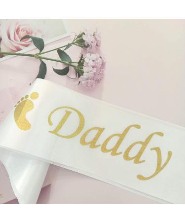 Dad To Be Gender Reveal Father To BeDaddy to Be Sash - Classy Baby Shower Sash For Dad To Be (White w/Gold Lettering) - Buy Online on SooperMarket.com