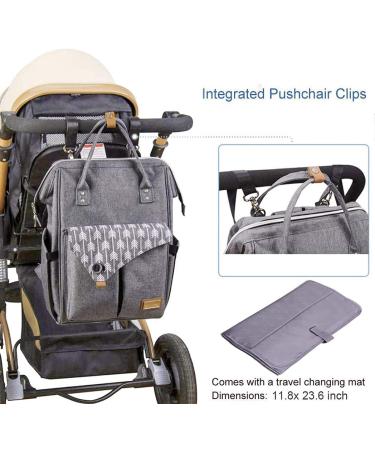 Lekebaby Gray Arrow Diaper Backpack - Multifunctional Large Capacity Baby Bag with Diaper Pad for Travel & On-the-Go - Buy Online on SooperMarket.com