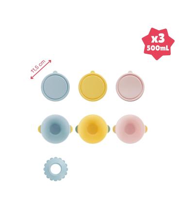 Buy Badabulle Set of 3 Funcolors Bowls with Lid & Non-Slip Suction Cup - 330ml Porridge Bowls for Kids | International Shipping - Buy Online on SooperMarket.com