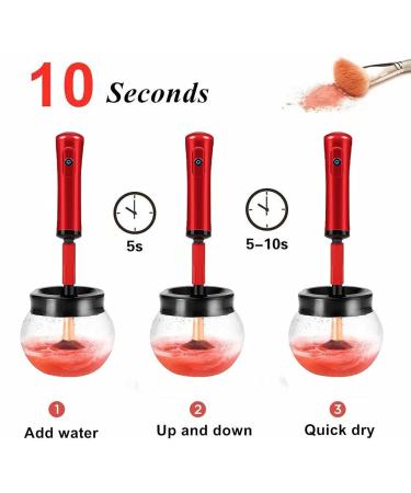 Automatic Electric Makeup Brush Cleaner & Dryer - 8 Sizes Quick Clean & Dry in Seconds - Suitable for All Brushes - Red - Buy Online on SooperMarket.com