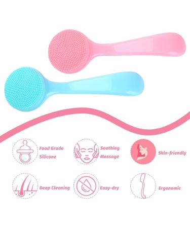 Buy Wllhyf 2-Pack Manual Face Cleaning Brush - Soft Silicone Peeling Pad with PP Handle for Clear Skin (Blue & Pink) - International Shipping - Buy Online on SooperMarket.com