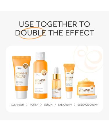 Skincare Gift Set for Teenage Girls - 5 Piece Vitamin C Travel Size Kit with Cleanser Toner Serum Eye Cream & Face Cream - Buy Online on SooperMarket.com