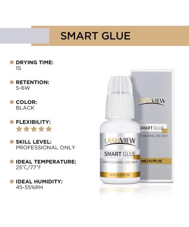 LASHVIEW 1s Extra Strong Eyelash Extension Glue 5ml - Professional Semi-Permanent Black Adhesive - Buy Online on SooperMarket.com