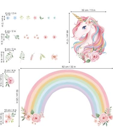 Wondever Large Rainbow Wall Decals Unicorn Flower Peel and Stick Stickers for Girls Bedroom Nursery - Buy Online on SooperMarket.com