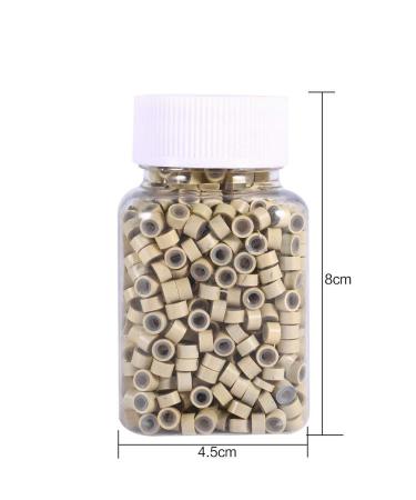 200 Pcs Beige Hair Extension Rings - 4MM Silicone Lined Beads & Loops Tools for Easy Application - Buy Online on SooperMarket.com